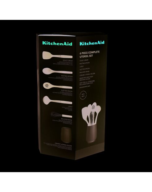 5 ustensiles avec pot en céramique noir