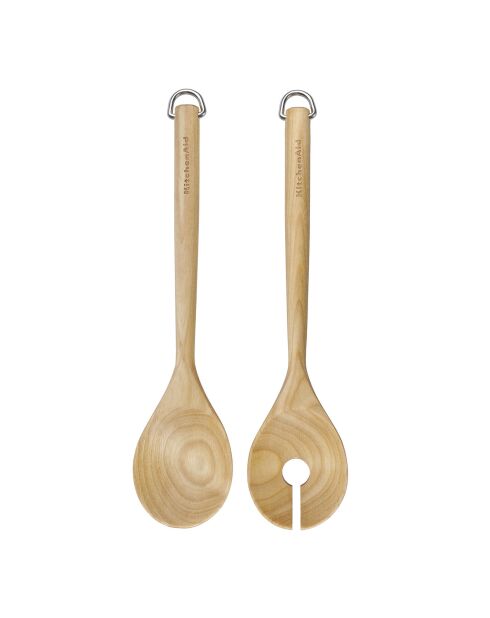 2 Couverts à salade en bois de bouleau marron