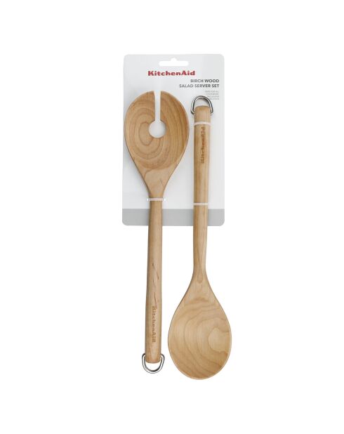 2 Couverts à salade en bois de bouleau marron