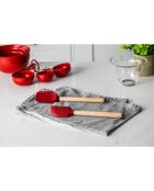 2 Mini spatules manche bois de bouleau rouges