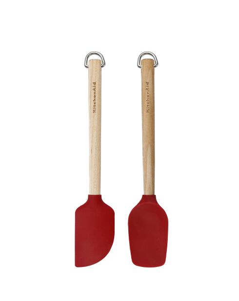 2 Mini spatules manche bois de bouleau rouges
