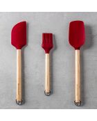 Set 3 ustensiles manche bois de bouleau rouges