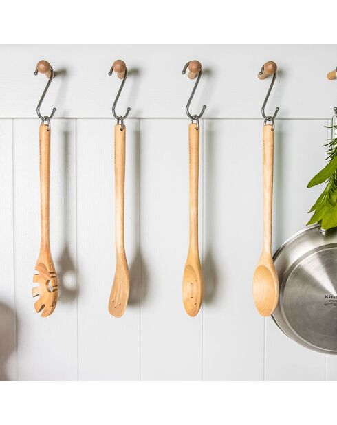 4 ustensiles de cuisine en bois de bouleau marron