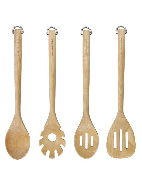 4 ustensiles de cuisine en bois de bouleau marron