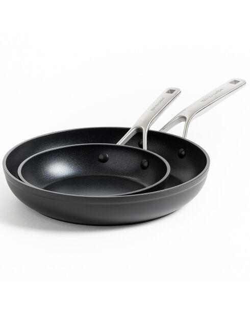 2 Poêles induction noires - D.20/28 cm