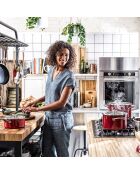 Batterie de cuisine induction acier émaillé rouge - 8 pièces