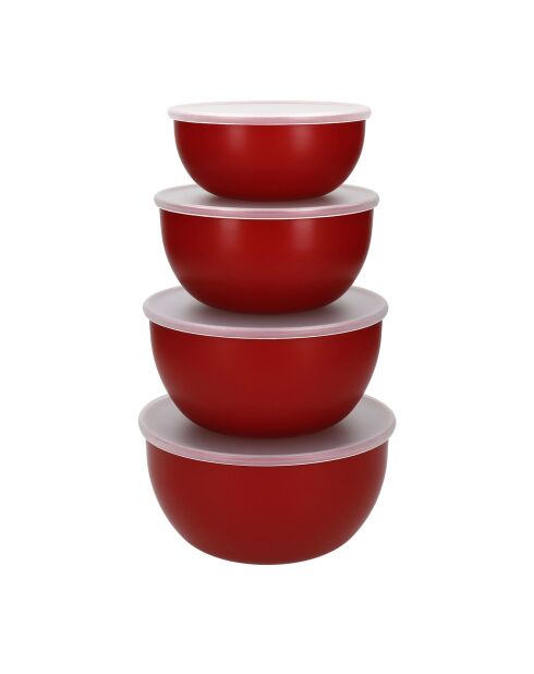 4 Bols de préparation avec couvercle Universel rouges