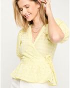 Top en broderie Anglaise jaune pâle