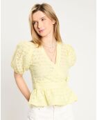 Top en broderie Anglaise jaune pâle