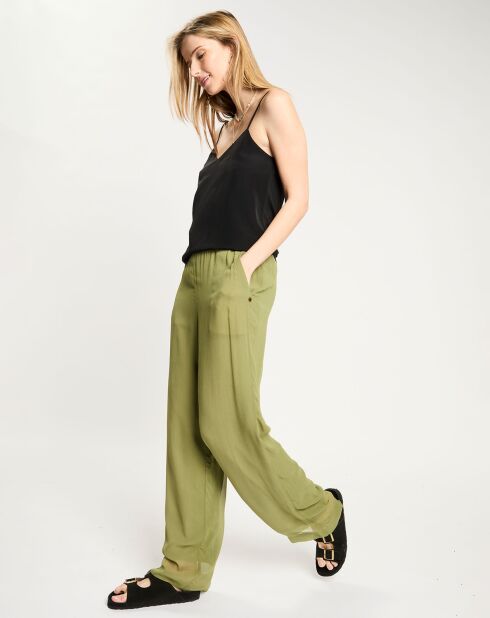 Pantalon large & fluide vert moyen