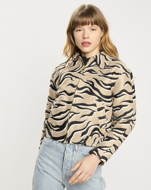 Veste courte Animal beige/noir