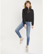 Jean bohemienne taille haute Skinny bleu moyen