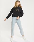 Jean boyfriend crop det couture bleu clair