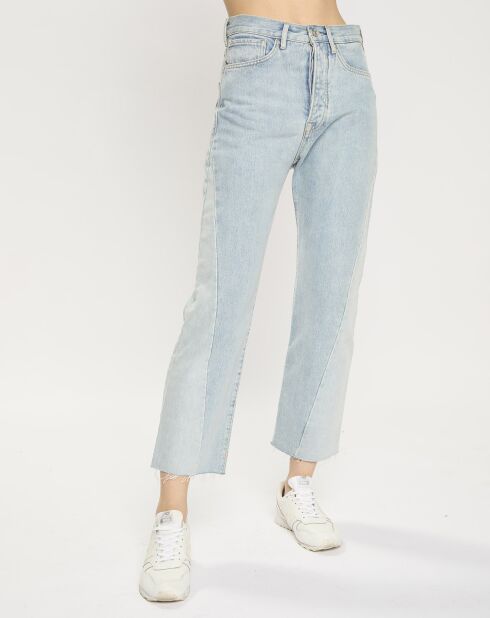 Jean boyfriend crop det couture bleu clair