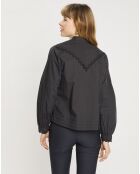 Blouse 100% Coton Bio avec broderie Anglaise noire