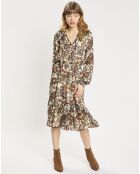 Robe print fleurs maison écru/multicolore