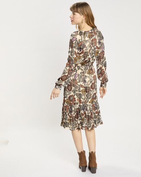 Robe print fleurs maison écru/multicolore