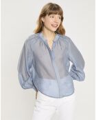 Chemise Manches Ballons Plissée bleue