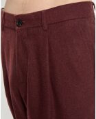 Pantalon Chino Loose Pince Laine mélangée Ceinturé bordeaux