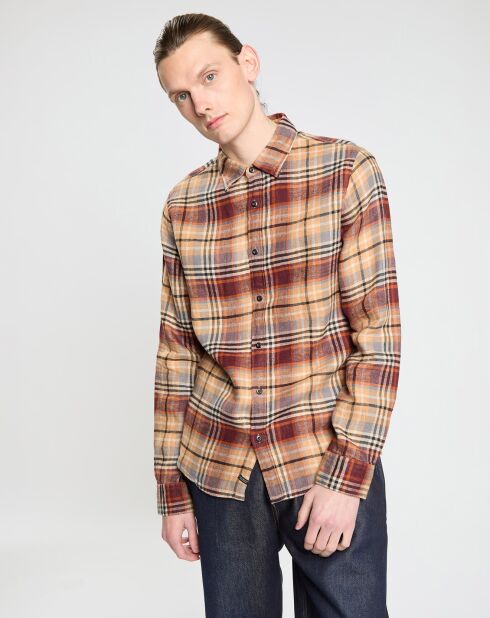 Chemise 100% Lin à carreaux Aspet Flannel marron