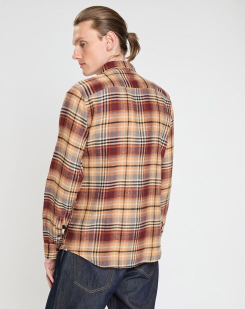 Chemise 100% Lin à carreaux Aspet Flannel marron