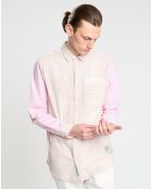 Chemise 100% Coton Bio Regular Fit Seersuck  à rayures rose/beige