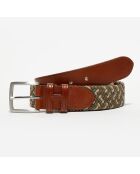 Ceinture tressée bicolore kaki/beige