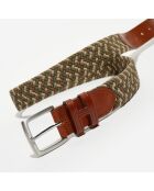 Ceinture tressée bicolore kaki/beige