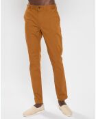 Pantalon Chino Super Slim Fit en Coton Bio mélangé Stretch camel