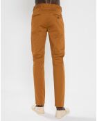 Pantalon Chino Super Slim Fit en Coton Bio mélangé Stretch camel