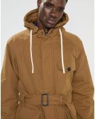 Parka à capuche Sherpa marron clair