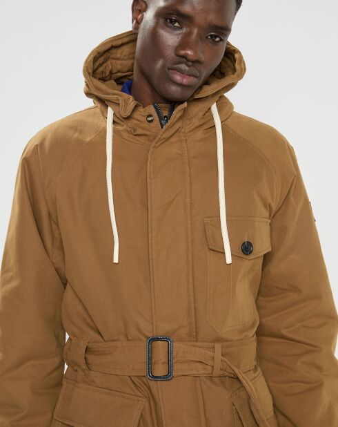 Parka à capuche Sherpa marron clair