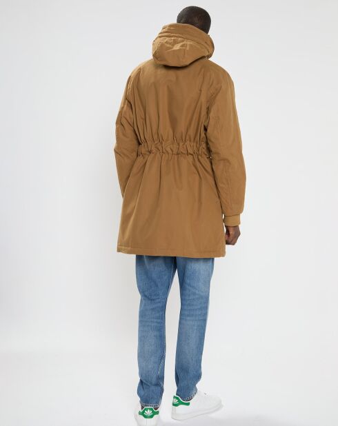 Parka à capuche Sherpa marron clair