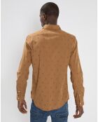 Chemise Regular Fit brodée allover marron clair