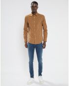 Chemise Regular Fit brodée allover marron clair