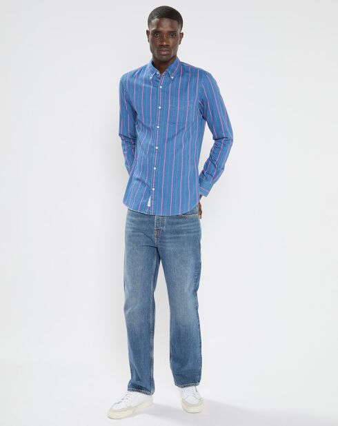 Chemise Slim Fit à rayures bleu/rose