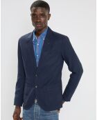 Blazer en Lin mélangé Slim Fit bleu marine