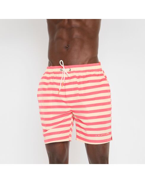 Pantalones cortos de baño a rayas color crudo/naranja