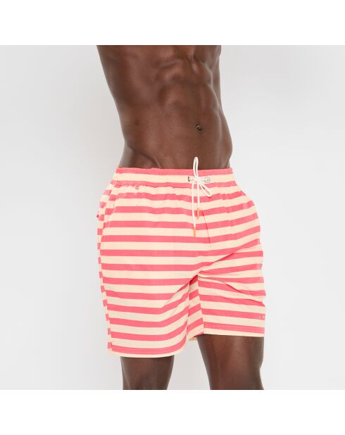 Pantalones cortos de baño a rayas color crudo/naranja