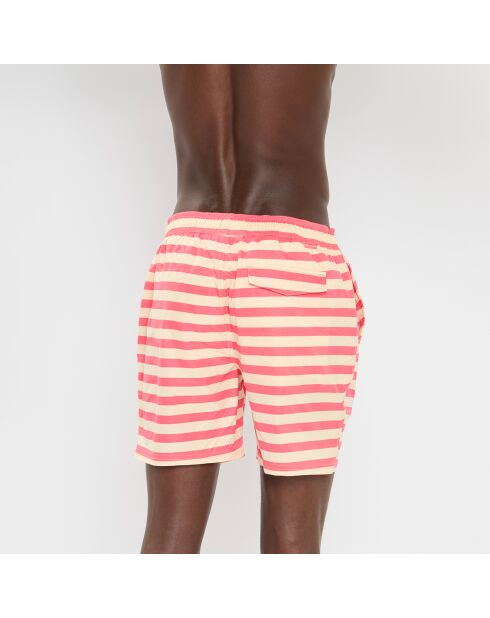 Pantalones cortos de baño a rayas color crudo/naranja