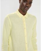 Chemise 100% Lin Regular Fit Garment Dyed jaune clair