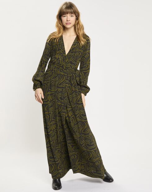 Robe Maxi Print Zèbre noir/vert