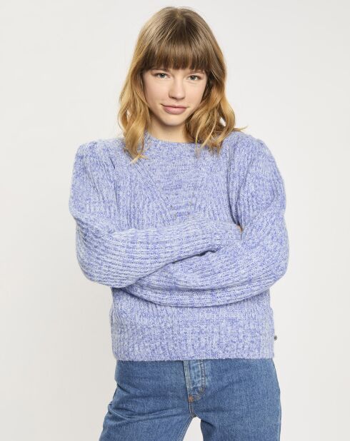 Pull Col Rond Epaulette bleu