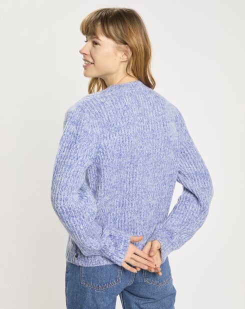 Pull Col Rond Epaulette bleu