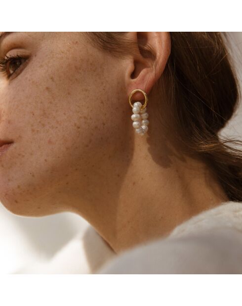 Orecchini Angie placcati in oro e perla coltivata bianca