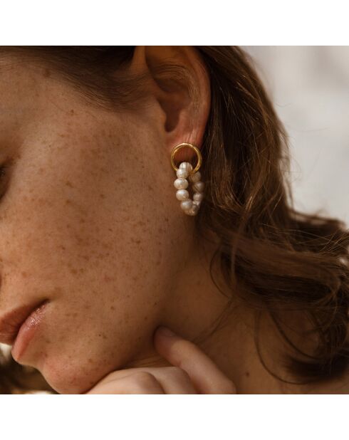 Orecchini Angie placcati in oro e perla coltivata bianca