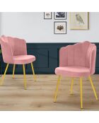 2 Chaises Arielle en Velours roses - 55x51x82 cm