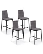 4 Tabourets de bar glam Jade en Velours gris foncé - 43x46.5x100 cm
