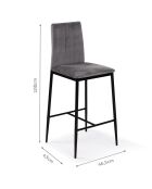 4 Tabourets de bar glam Jade en Velours gris foncé - 43x46.5x100 cm