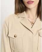 Trench-coat court en Gabardine Vania beige